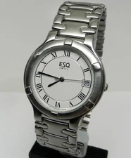 Vintage Authentic ESQ Swiss Esquire Men's 35mm Watch White Roman Numeral Dial