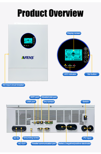 12KW 48V Hybrid Solar Inverter Split Phase 120V/240V Dual MPPT 200A ...