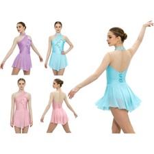 US Womens Dancewear Performance Bodysuit Leotard Dress Competition Costume Tango