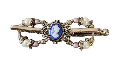 LILLA ROSE FLEXICLIP Cameo Silhouette Pearl, Silver & Blue Beads - Size: X Small
