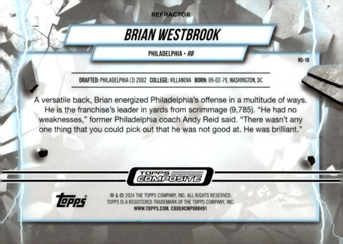 2023 Topps Composite #RG-18 Brian Westbrook Resurgence Grounded Refractor - Image 2 of 2
