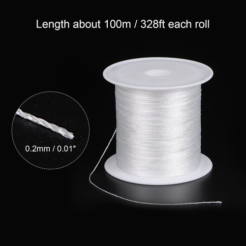 0, 2mm Nylon Cordón Satén Rebordear Cuerda Mano Tejer Hilo, Blanco, 100M, 2uds - Imagen 2 de 5