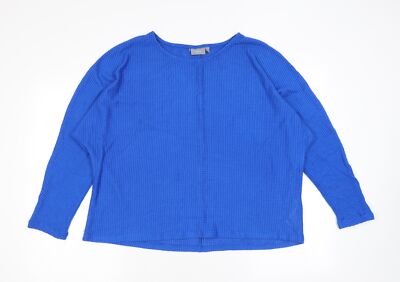 b.young Damen Pullover Blau Rundhals Baumwollmischung Größe L