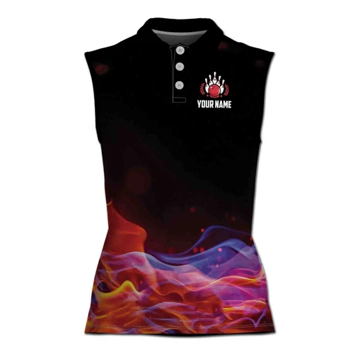 Custom Name Passion Bowling On Flame This Is How I Roll Women Sleeveless Polo