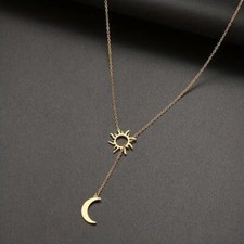 Stainless Steel Sun Moon Totem Necklace Women Exquisite Summer Party Friend Gift