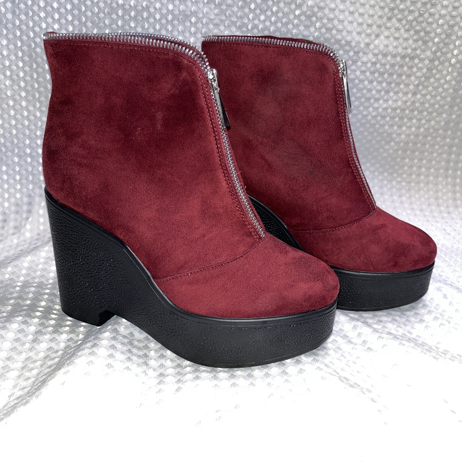 Women's Ankle Boots Wine Color 7 With 4 