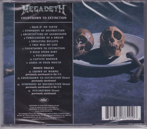 Megadeth 1992 CD - Countdown To Extinction +4 (2004 Remaster) Metallica - Sealed - Picture 2 of 2