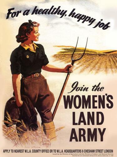 Land Army donna - Insegna da parete in metallo (2 taglie - Jumbo/Super Jumbo) - Foto 1 di 2