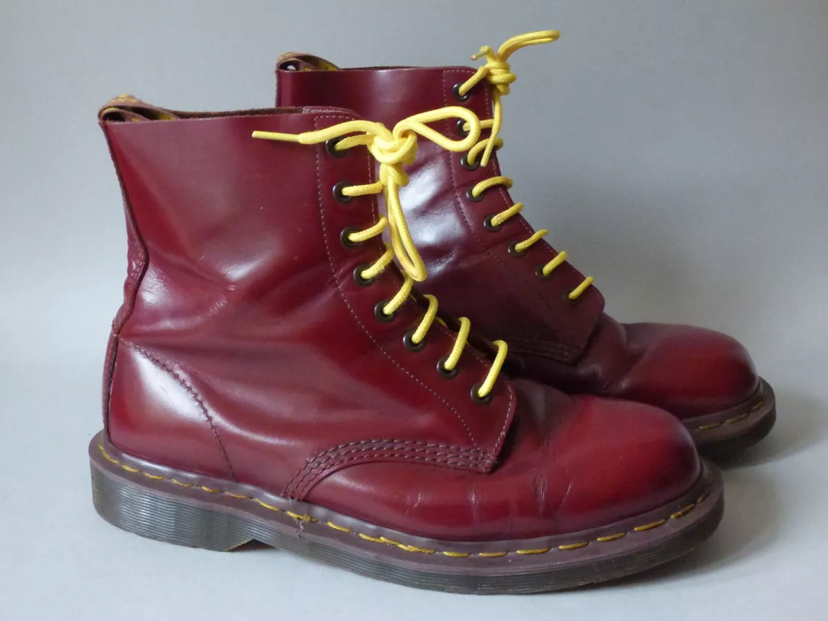 Cherry red doc martens yellow laces sale