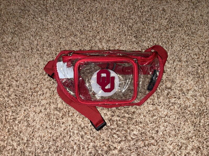 University of Oklahoma OU Fanny Waist Pack Adult Unisex CLEAR EUC