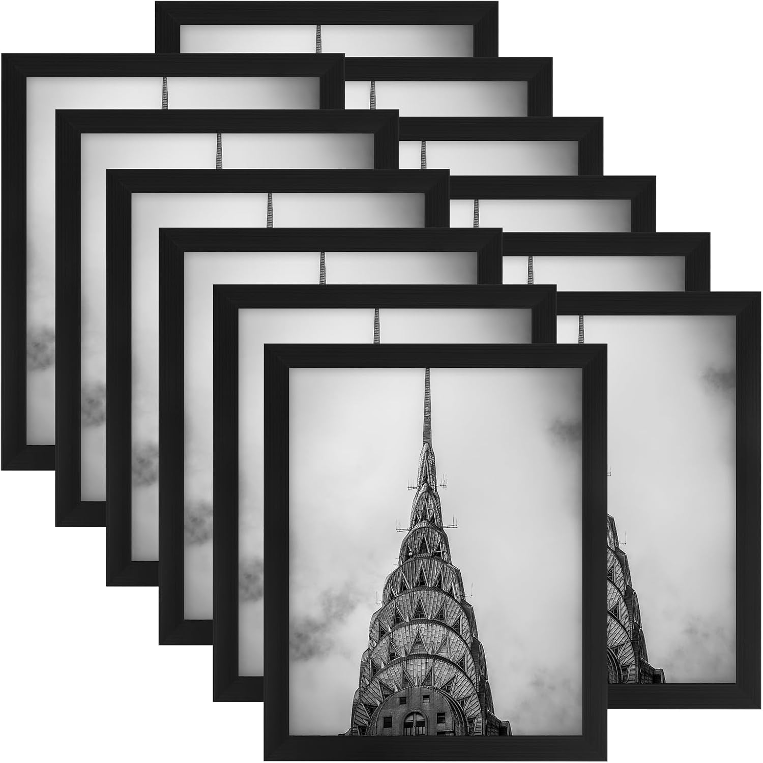 8X10 Picture Frames Black Set of 12 for Wall Gallery Collage Photo Frames or Tab-image