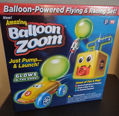 Amazing BALLON ZOOM Balloon-Powered Glow-in-the-Dark Flying & Racing Set - NEW!