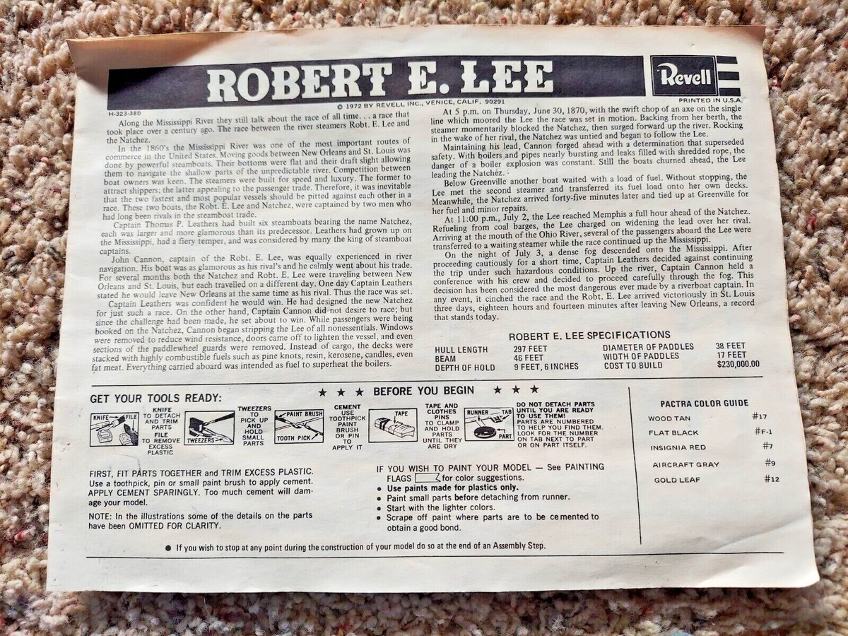 Maquette Bateau Revell H323 - Robert E. Lee - Bateau Vapeur 1972 - Projet Commencé