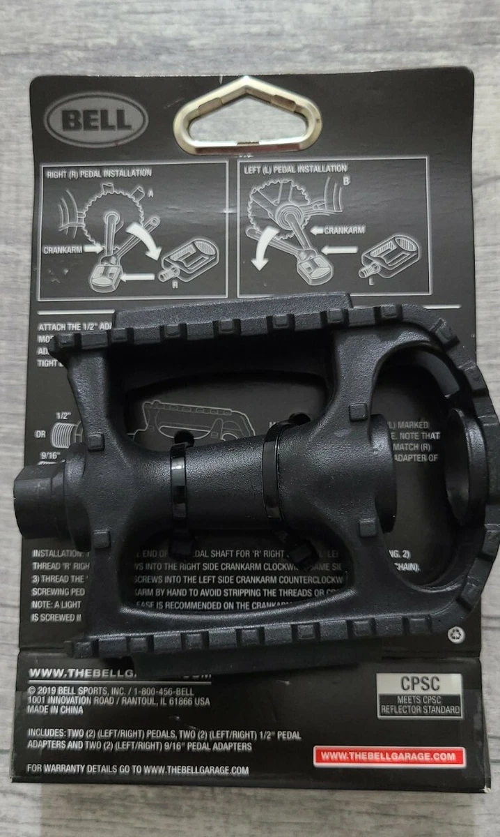 Original Bell Sports Kicks 350 Universal Bike Pedal Set Black FITS 1 2