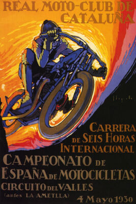 MOTORCYCLE BIKE RACE CATALUNA 1930 MOTO CHAMPIONSHIP SPAIN VINTAGE POSTER REPRO