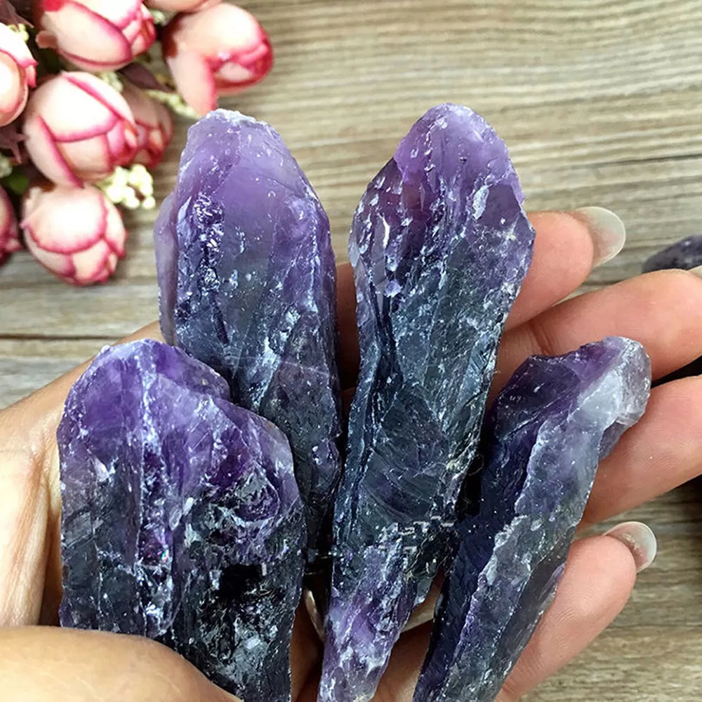 16 Styles Purple Natural Stone Amethyst Jades Frost Cracked - Temu