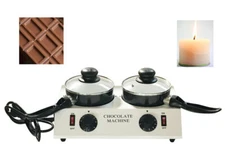 110V Household Chocolate Beauty Wax Melting Machine 2 Pot Stainless Steel