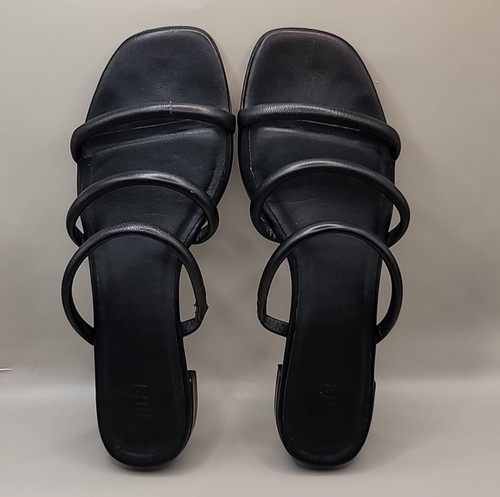 J.Jill Sandals Womens Sz 9 Black Leather Strappy Slide Flip Flops Casual Neutral - Picture 5 of 7