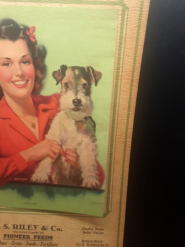 Schnauzer Dog Pretty girl Calendar JACK WITTRUP ART 1945 Riley co New Castle PA - Picture 3 of 13