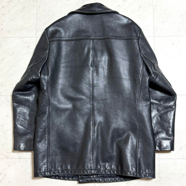 Schott U.S.740N Pea Jacket Arrow Black Leather Mens 40 Pre