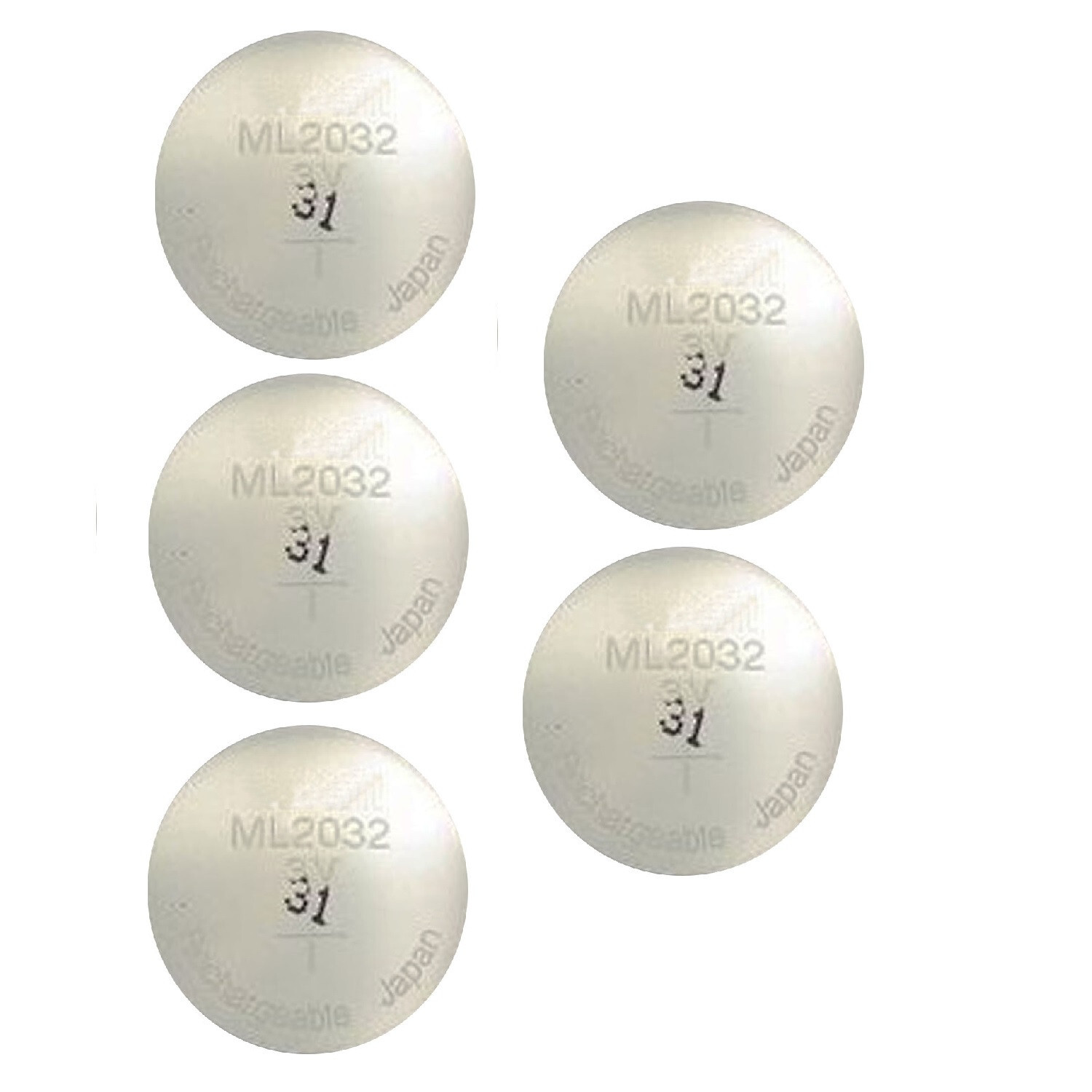 5 Pcs ML2032 2032 Lithium Rechargeable Coin Cell Battery 3V