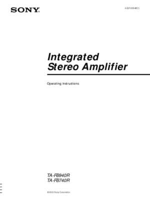 Sony TA-FB740R Amplifier / Receiver Owners Instruction Manual