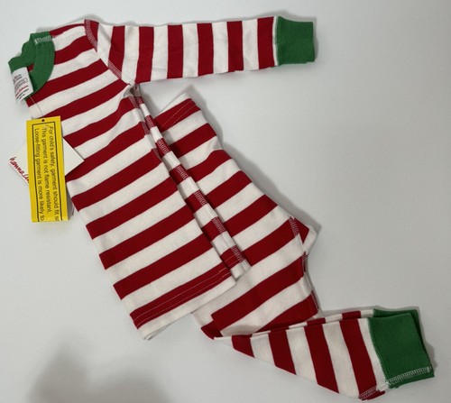 NWT Hanna Andersson Christmas Red White Stripped Cotton Pajamas Sz 18-24M - Picture 2 of 3