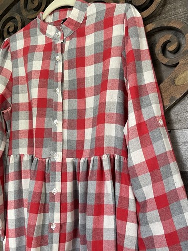 Abito M Flanella Quadri Bambino Maglietta Bottone Tunica Mini Grunge Punk Western Boho - Foto 6 di 20