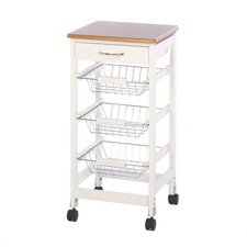 Kitchen Island Cart Side Table Trolley Storage Baskets Wood Drawer Rolling White For Sale Online Ebay