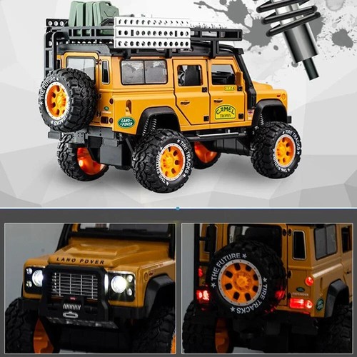 Modellino auto giocattolo Land Rover Defender 1:28 in lega luce sonora bambini regali collezione - Foto 4 di 23