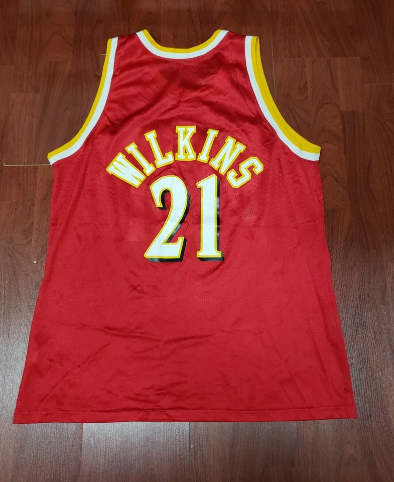 Camiseta deportiva de los Atlanta Hawks Dominique Wilkins vintage campeón para hombre 48 XL NBA Foto 2 de 4
