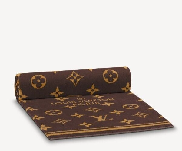 Louis Vuitton Monogram Brown Cotton Blanket Beach Bath Towel