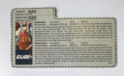 GI JOE 1988 Action Force Budo DUTCH LANGUAG Vintage FILE CARD