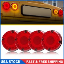 7in Round Red Led Tail Light Brake Turn Signal Bus Vehicles Truck Trailer 4x