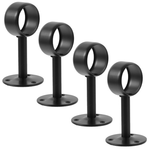 4 Pcs populaire Black Flange Seat Shower Rod Holder Ceiling Mount Curtain Bracket