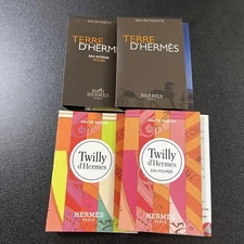 4x New Hermes Terre D'Hermes And Willy D’Hermes Sample Perfume, 0.06 Fl.oz Each