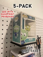 5-PACK Funko Pop Display Shelf - for Handprint Pegboard, BLACK - FOR SOFT CASE