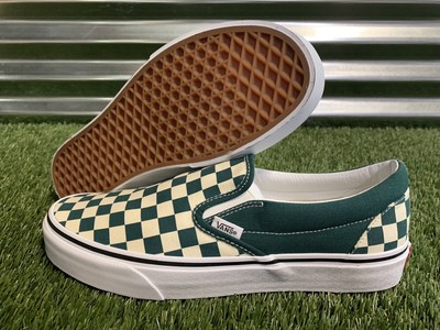 vans slip on green checkerboard