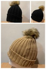 USA FAST SHIP Winter Pom Pom Beanie Hat Tan Black