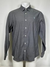 Penguin by Munsingwear Classic Fit Gray Button Up Long Sleeve Shirt Men's LARGE