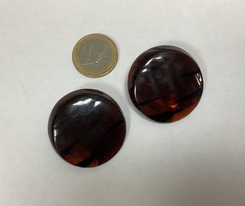 Boucles D'Oreilles Clips CACHAREL Vintage - Couleur Marron - Bijou De Créateur Occasion