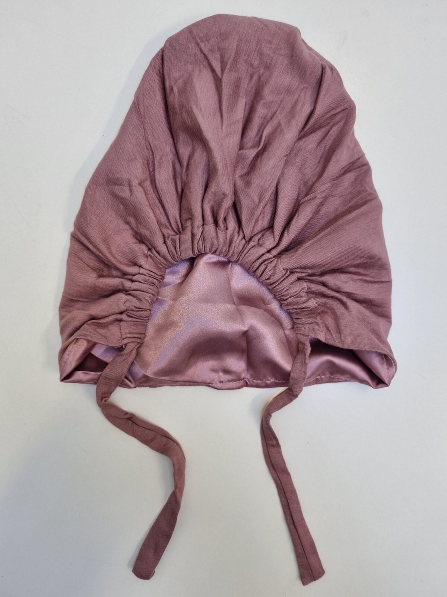 Satin Lined Tie Back Bonnet Under scarf Silk Underscarf cap Tube