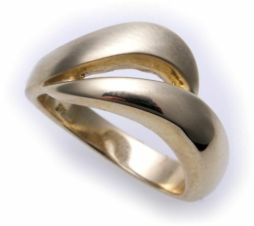 Damen Ring massiv echt Gold 333 teilmatt 8kt Gelbgold Qualität - Picture 1 of 2