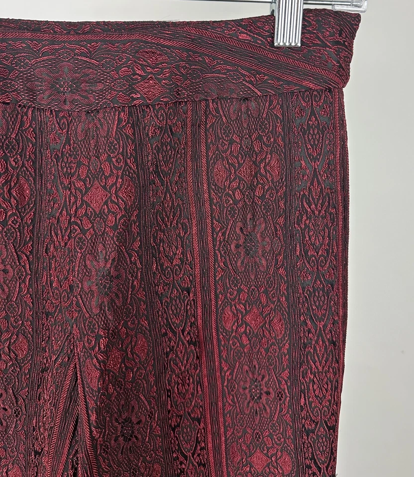 Pantalones acampanados vintage años 90 para mujer XS/25x31 elásticos cachemira brocado gótico vampiro Foto 3 de 4