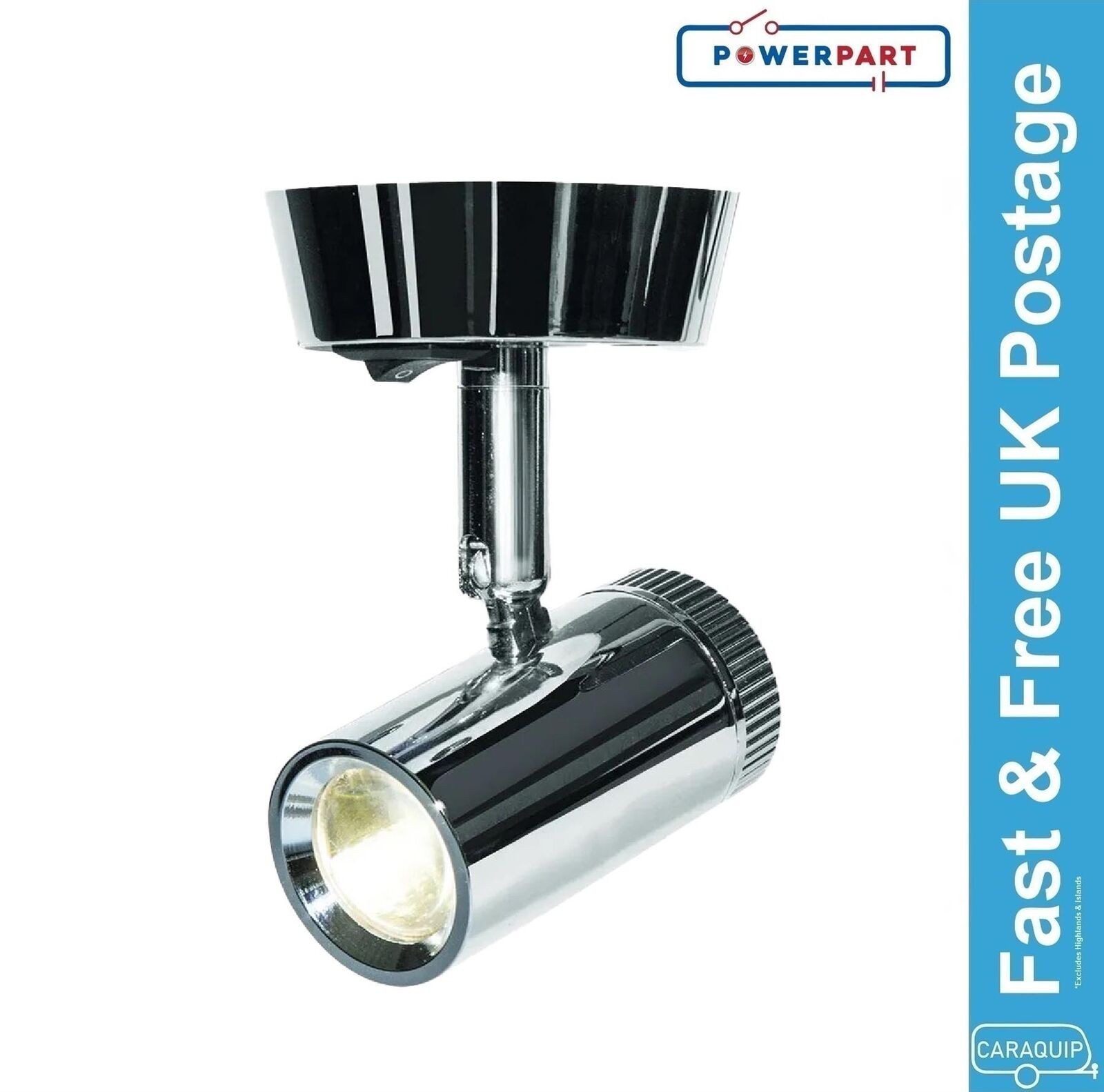 BCA 12v 2.4w LED Chrome Dimmer Spotlight Reading Light Caravan Motorhome Boat