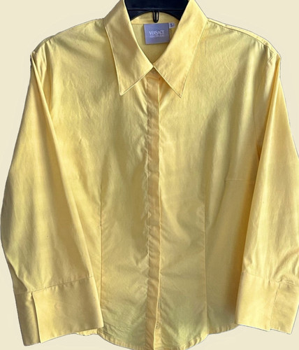 Vintage - Early 2000 Versace Jeans Couture Yellow Button Down Blouse Dress Shirt