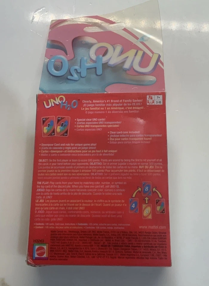 UNO H2O Card Game - PVC Perfect Family Playing Pool Card Game, Waterproof Clear - Image 2 of 3