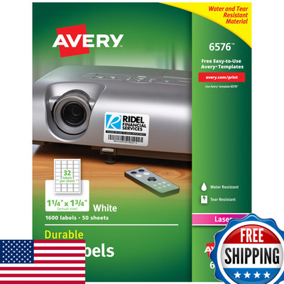 Avery White Cover-up ID Labels Laser Printer 1.25x1.75 1600 Pack