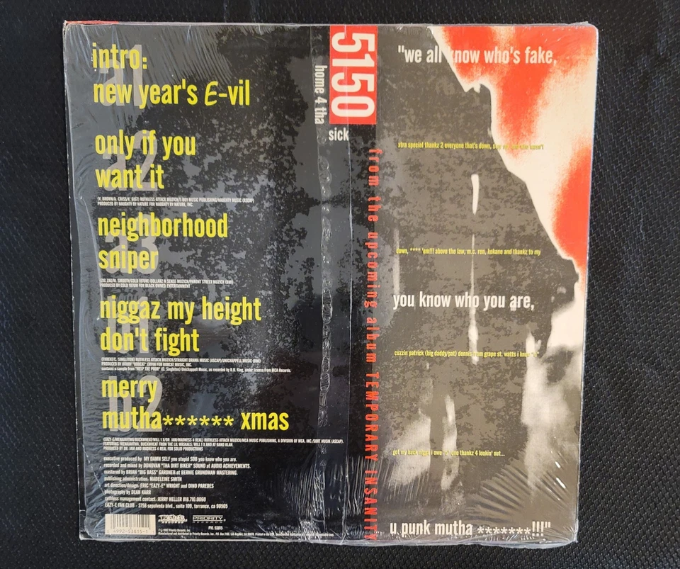 5150 Home 4 Tha Sick [LP] Eazy-E 1992 Gangsta Rap Vinyl Record VG+ w/ shrink OG - Image 2 of 3