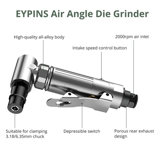 Air Right Angle Die Grinder 1/4" 90 Degree Heavy Duty 20,000 RPM Compressed ... - Bild 4 von 12